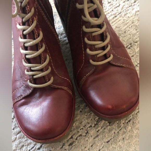 Fly London Yole Lace Up Wedge Ankle Boots in Oxblood Leather 40 - Picture 5 of 9